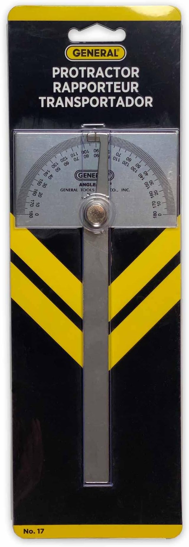 General Tools Angle Protractor #17 Stainless Steel Square Head