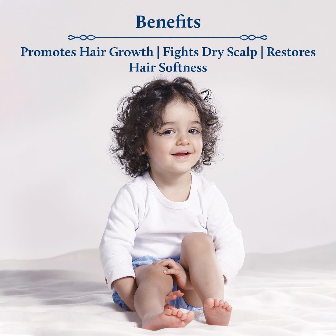 Blue Nectar Ayurvedic Baby Hair Oil with Organic Ghee, Almond Oil, Coconut Oil & Olive Oil for Hair and Scalp (18 Herbs, 200 ml)
