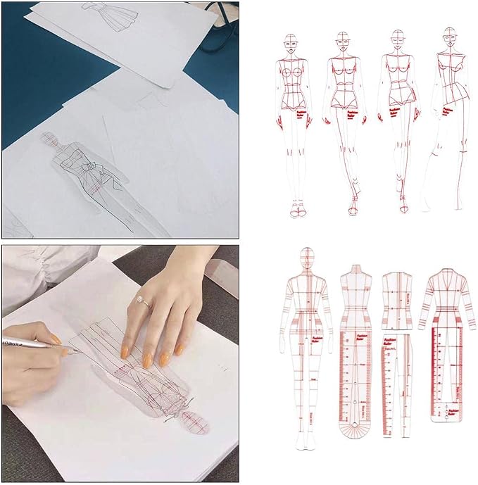 DYNWAVE 8 Pcs French Curve Template Ruler Set, Sewing Humanoid Patterns Design