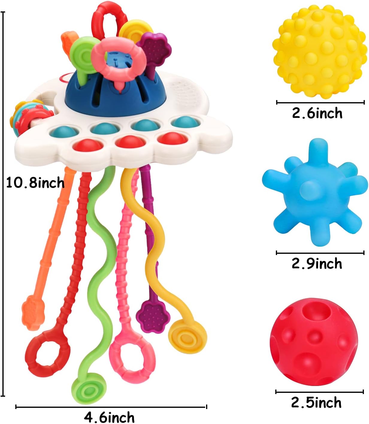 Baby Sensory Montessori Toys for 18 Months Sensory Balls Pull String Toys for Babies Teething Developmental Toy for Boys Girls Christmas Birthday Gifts Infant