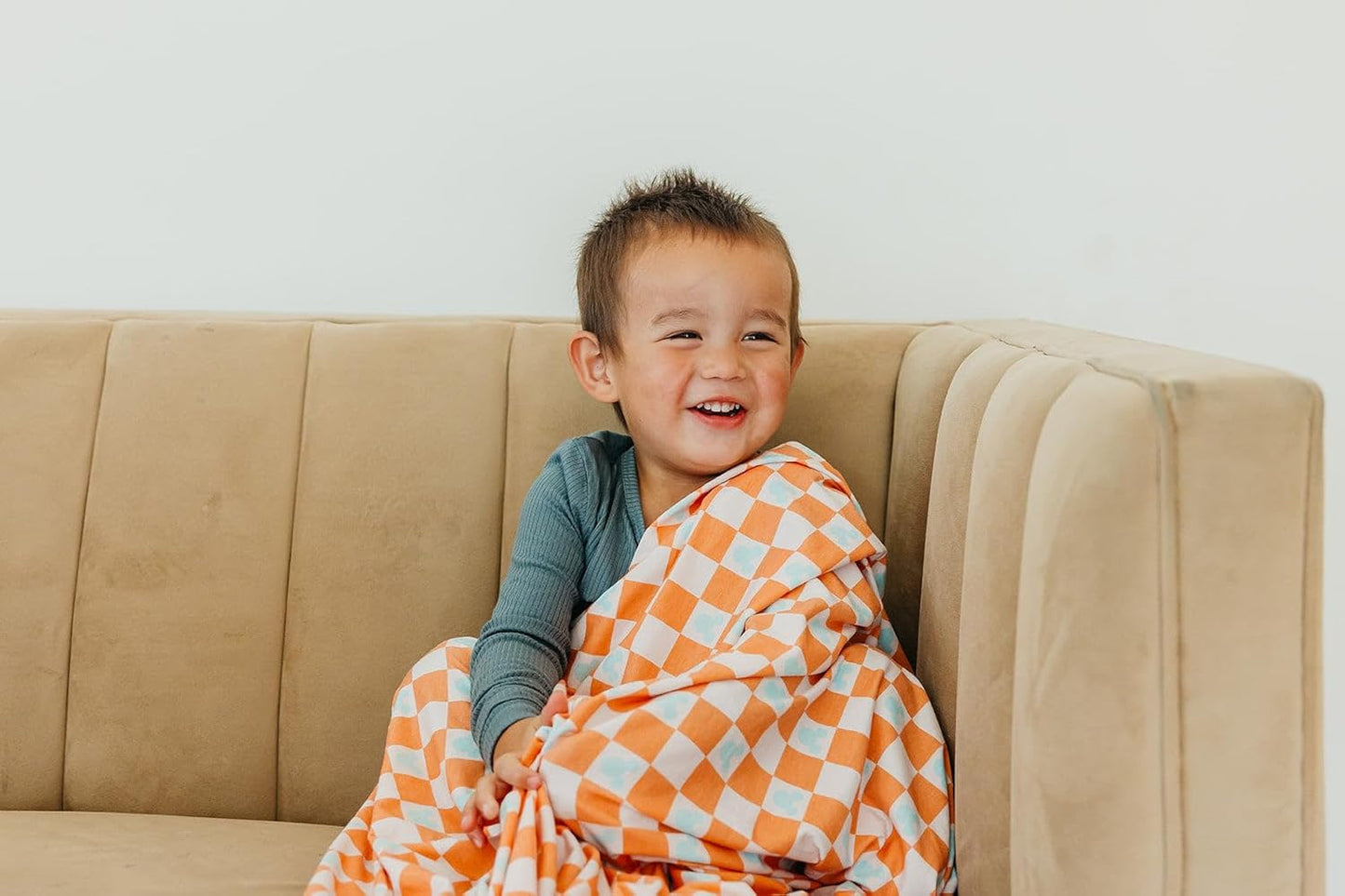 Copper Pearl Large Premium Knit Baby Swaddle Receiving Blanket 'Mickey Mouse Check'