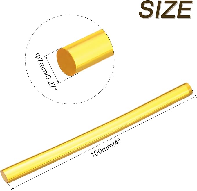 uxcell Mini Hot Glue Sticks for Glue Gun 7mm x 100mm Transparent Yellow 12pcs