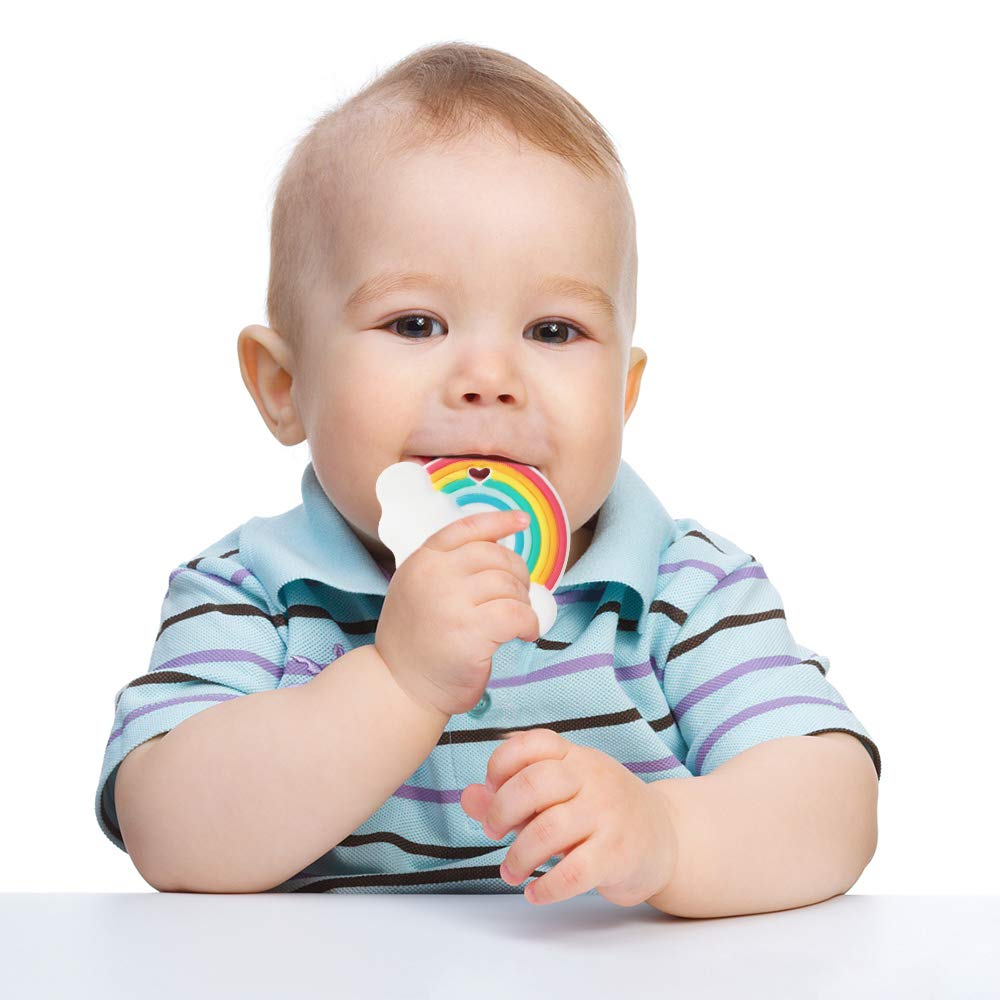 Baby Silicone Teether,Sensory Chew Toys,BPA Free Soft and Effective Infant Teething Pain Relief Toys,Freezer Safe,Food Grade Silicone,Best Shower Gift for Boys and Girls (Rainbow)