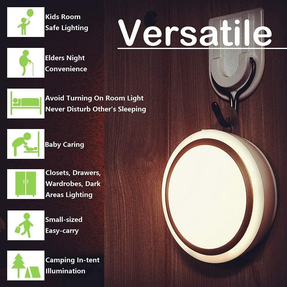 Rechargeable Touch Light with Timer, Dimmable Kids Baby Nursery Night Light Lamp, Stick-on Anywhere LED Push Tap Light for Closet Cabinet, Brightness Memory, Warm White Light