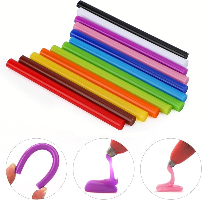 ENPOINT Colored Hot Glue Sticks, EVA 12 Colorful Adhesive Purpose Glue Stick