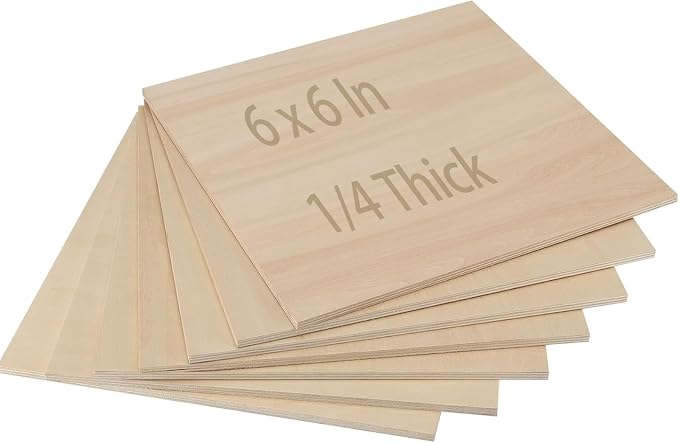 20 PCS 6x6 Inch Basswood Sheets, 1/4 Thick Unfinished Plywood Sheet, Wooden