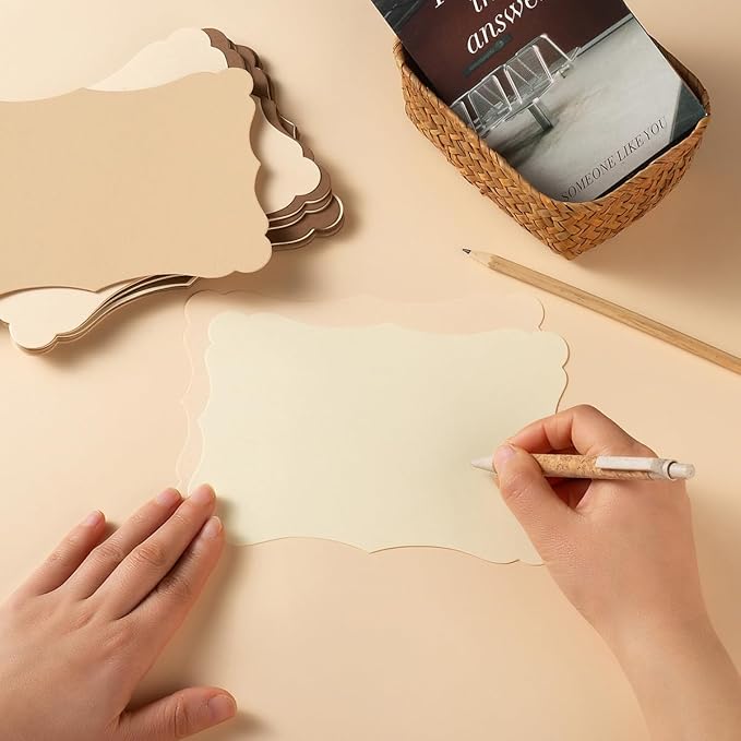 50 Pack Blank Kraft Greeting Cards, 5 Colors, 4x6IN | Thick Cardstock Paper