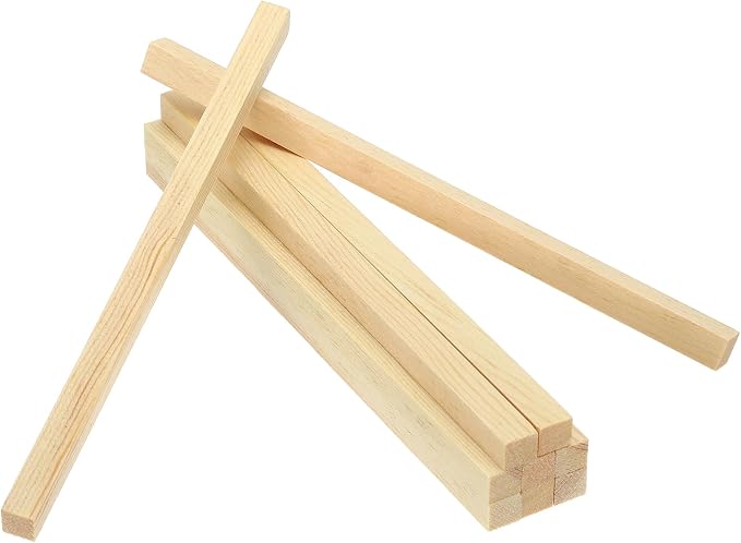 MECCANIXITY 10Pcs Wood Strips Slats, 5/16" x 3/8" x 8" Thin Wood Sticks Flat