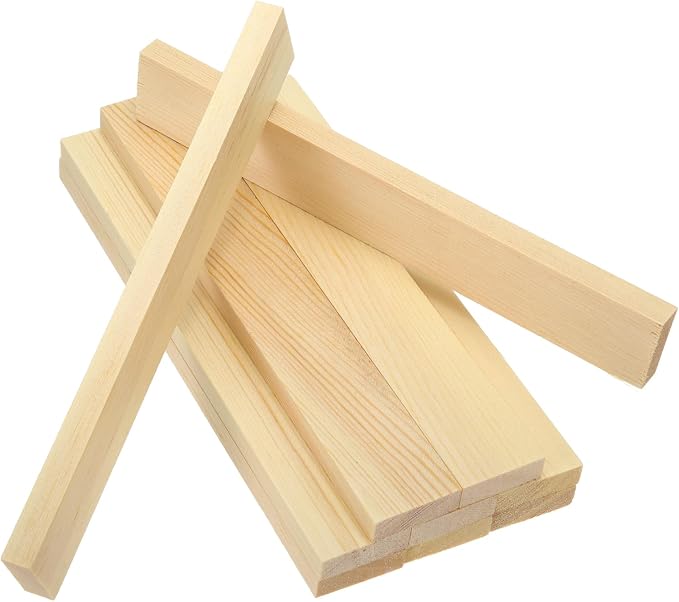MECCANIXITY 10Pcs Wood Strips Slats, 11/32" x 1‑1/4" x 8" Thin Wood Sticks Flat