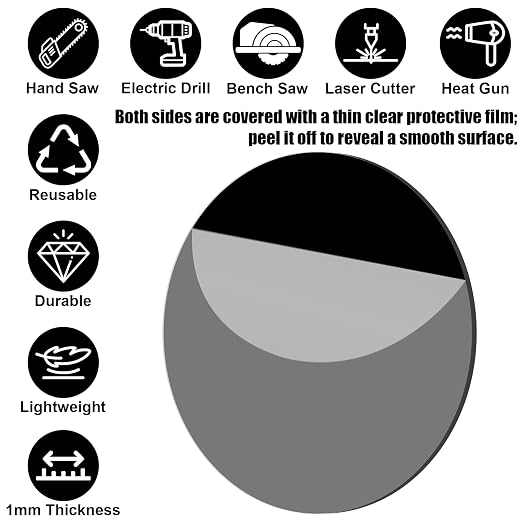 30Pcs 1 inch Black Acrylic Discs Acrylic Circle Blanks | 0.04inch Thick Round