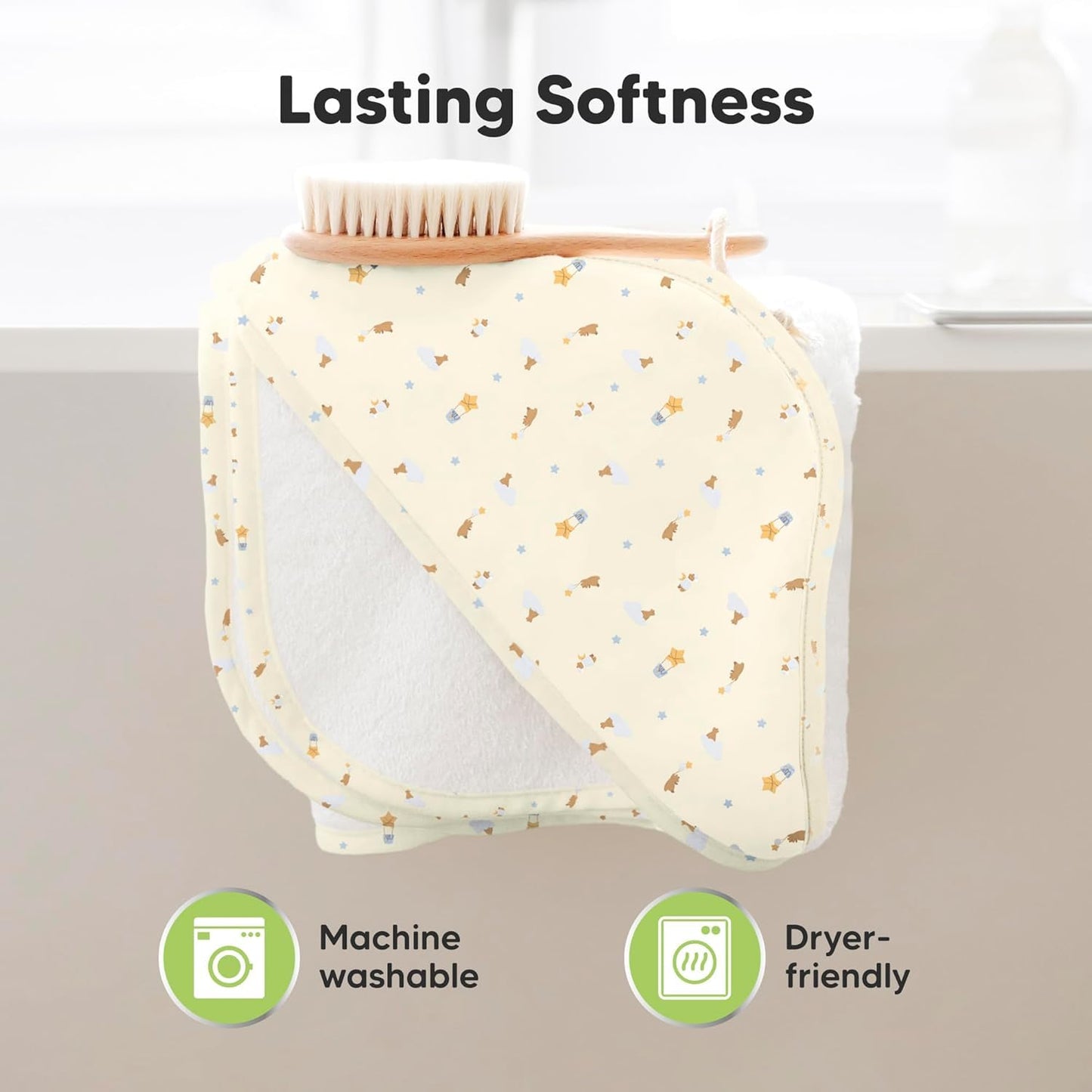 KeaBabies Hooded Baby Towel for Newborn - Viscose Derived from Bamboo Large Baby Bath Towels with Hood for Boys, Girls, Toddler, Extra Absorbent & Soft Newborn Bath Essentials (Dreamers, Regular)