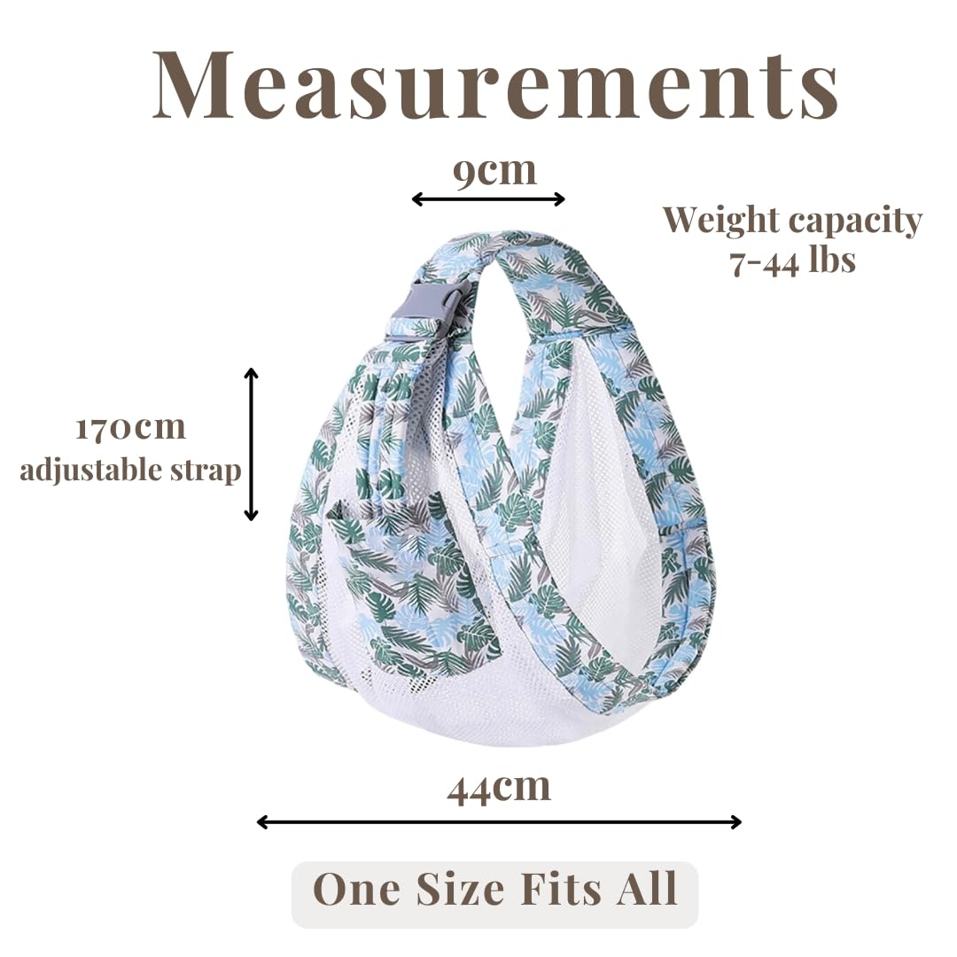 Baby to Toddler Sling Carrier, Toddler Carrier 25-60 lbs – Baby Travel Essential, Adjustable Mesh Sling with Secure Safety Buckle & Comfortable Hold with One Hand Support – Tropical Blue