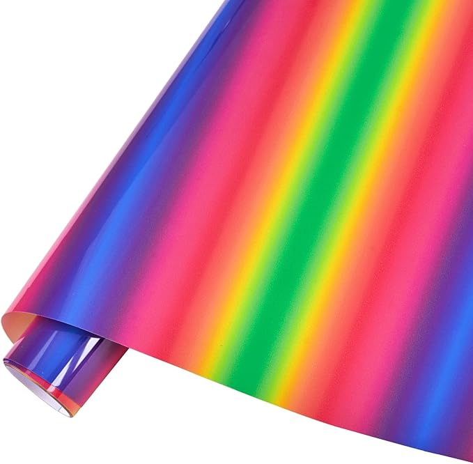 Tintnut Rainbow Gradient Heat Transfer Vinyl Roll, stretch washable, compatible