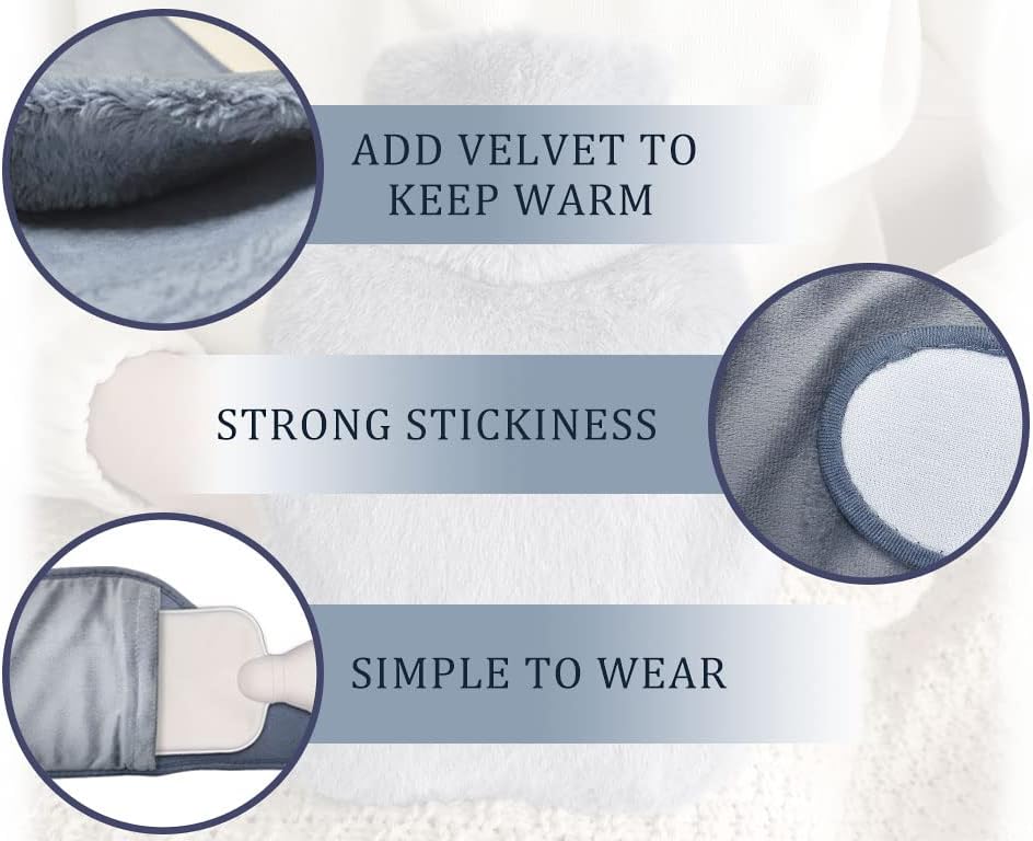 3 in 1 Hot Water Bottle Pouch with Waist Cover, Warm Water Bag, Pouch with Soft Belt, Eye Mask+Funnel, for Pain Relief Waist, Back, Neck
