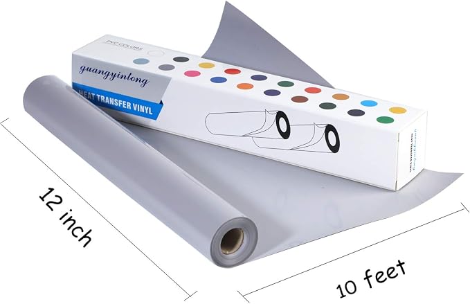 guangyintong Heat Transfer Vinyl Gray HTV Rolls, Matte Surface PVC Material
