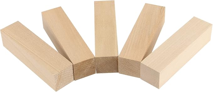 JAPCHET 24 Pieces 4 x 1 x 1 Inch Basswood Carving Blocks, Natural Wood Carving