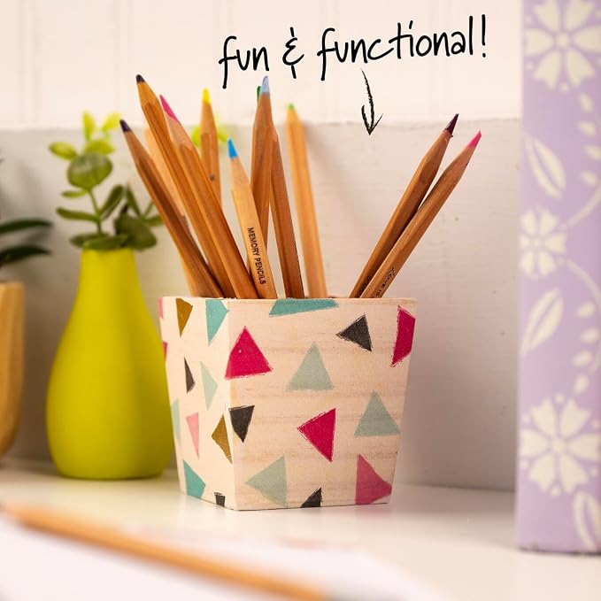 Plaid Unfinished Wood Square Planter