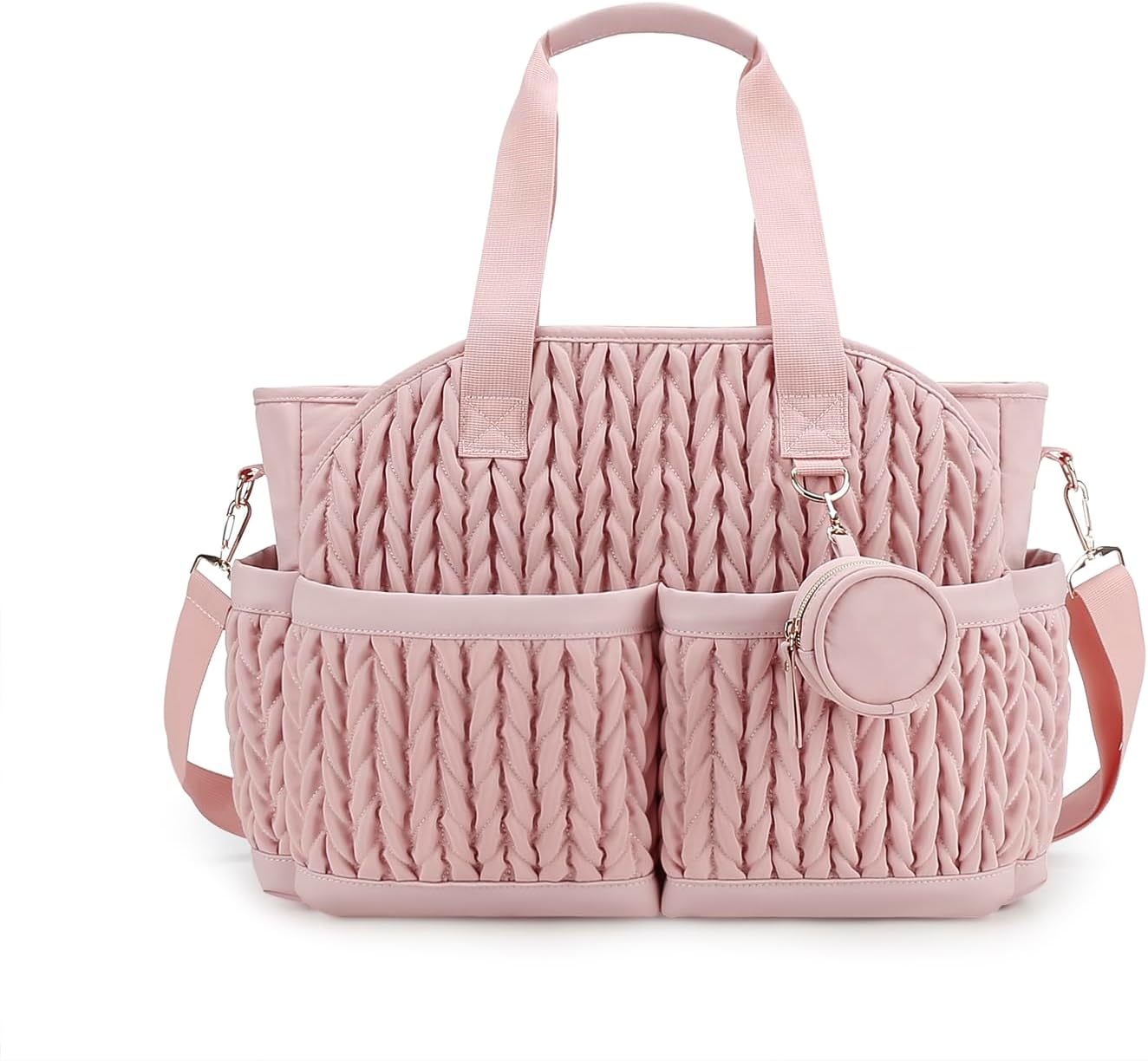 Lmbabter Diaper Tote Quilted Mommy Bag Function Maternity Baby Bag Diaper Changing Messenger with Shoulder Strap Wet Pocket