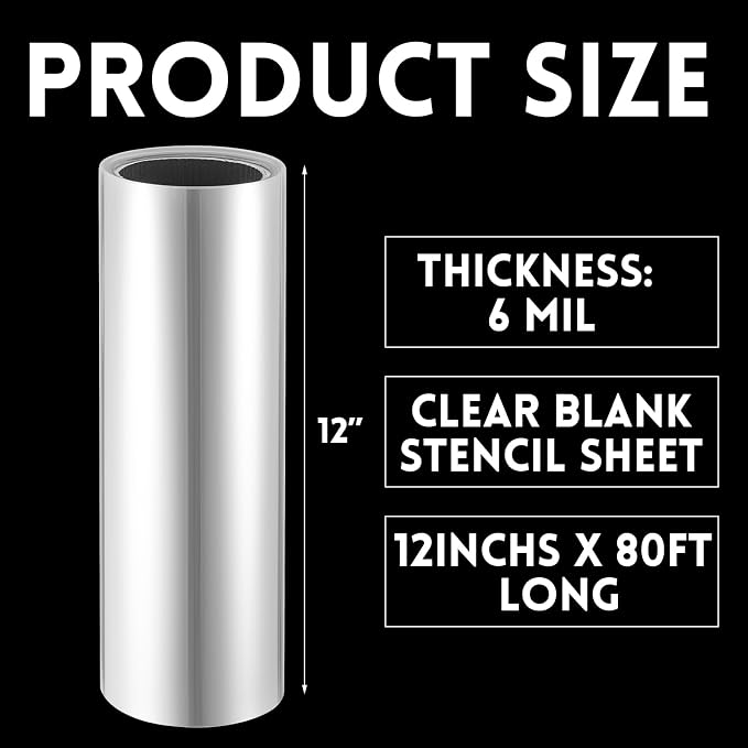 Frienda 12 Inches x 80 ft Rolls 6 Mil Acetale Stencil Sheets