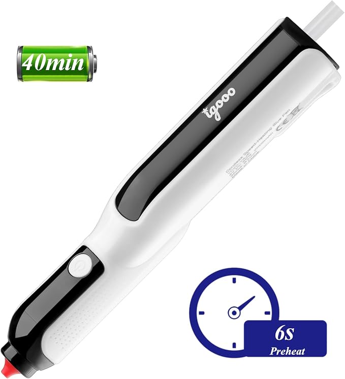 Cordless Glue Pen, Mini Hot Glue Gun, 6s Preheat, Automatic Glue Stick Feeding