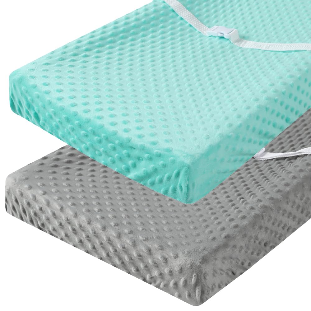 Dot Changing Pad Cover for Baby Boy and Girl 2 Pack Set Ultra Soft Solid Grey and Green