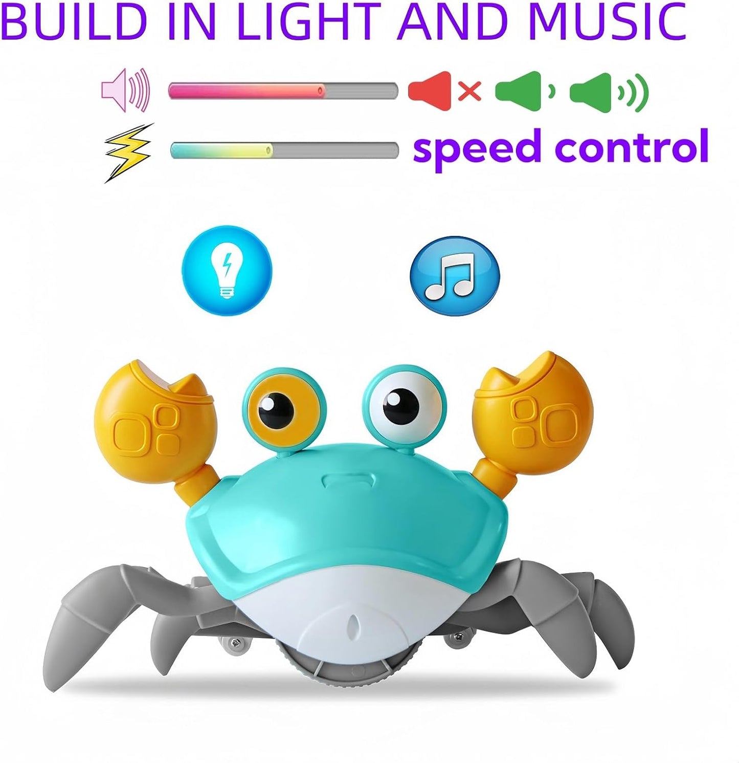 Crawling Crab Baby Toy Fantastic Creatures Toys Infant Sensory Tummy time Toys 3 4 5 6 7 8 9 10 11 12 Babies boy Girl Learning Crawl 3-6 6-12 Walking Toddler Gifts for 36 Months Old (Yellow)