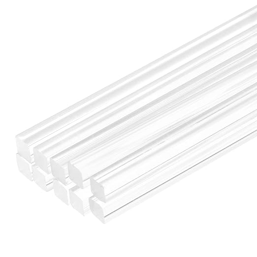 MECCANIXITY 10pcs Acrylic Square Rods 3/16" x 10" Clear Acrylic Dowel Rods
