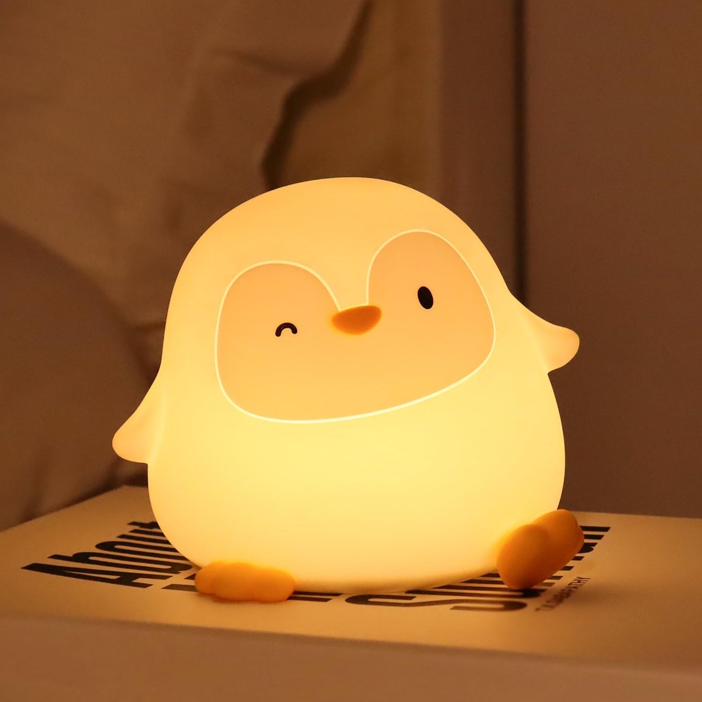 Squishy Penguin Silicone Night Light for Kids - USB Rechargeable LED Lamp with Soft Touch, Long Lasting Battery & Touch Control - Cute Penguin Light for Kids Room, Decor & Gifts