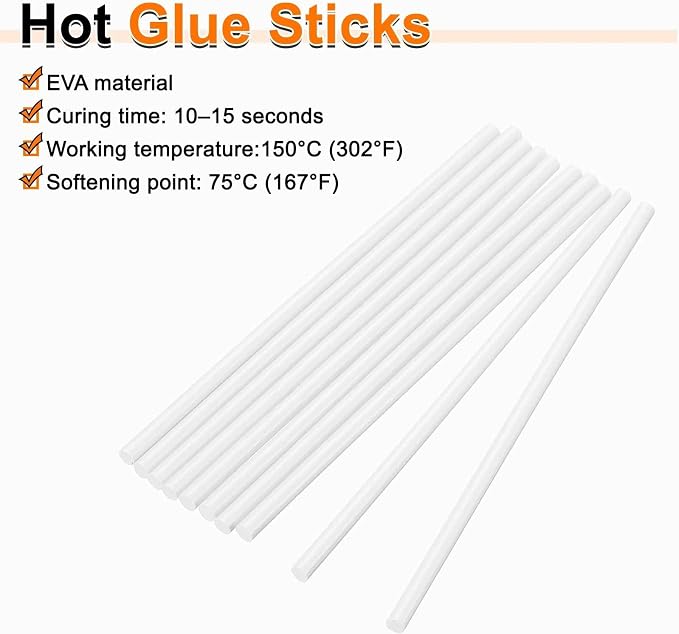 HARFINGTON 10pcs Hot Glue Sticks 0.28" Dia x 3.94" Long EVA Mini Hot Melt