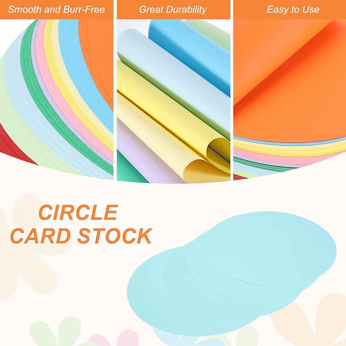 MECCANIXITY 24 Pcs Circle Card Stock, 8.3 Inch Round Cutouts Paper Thick