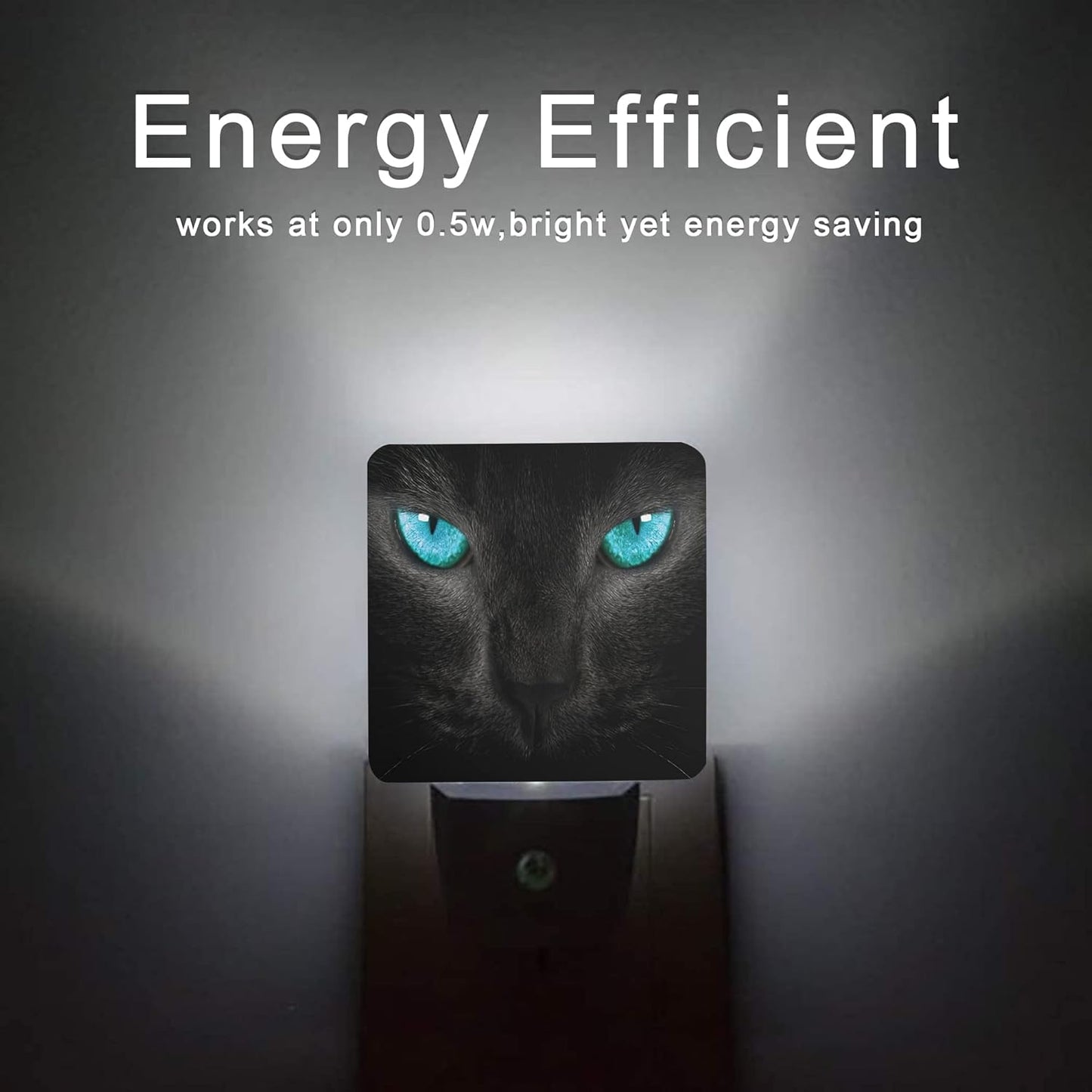 Cat Night Light,Black Cat Eye Plug-in Night Lights with Dusk-to-Dawn Sensor for Girlfriend/Boyfriend Gift Sleep Friendly lamp for Bedroom, Bathroom and Living Room,0.5W