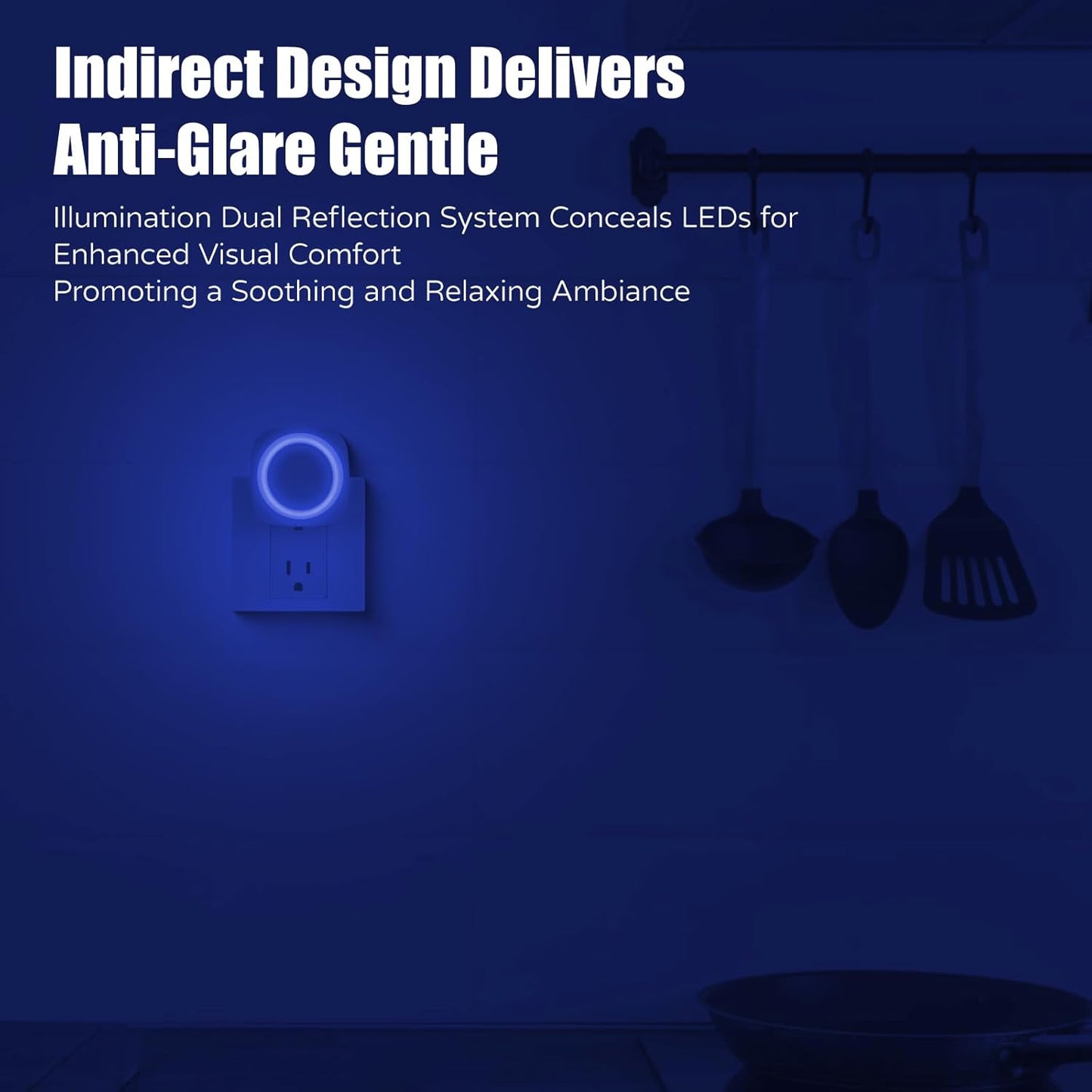 Blue Night Lights Plug in to Wall,4 Packs Dimmable Night Light with Auto Dusk to Dawn Sensor,Soft Glow Night Light for Bathroom, Bedroom,Hallway, Stairs, Kitchen,Blue