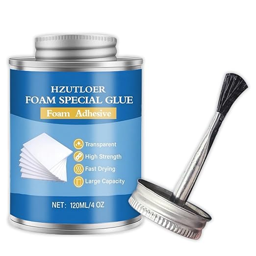 4OZ Foam Glue with Brush, High Strength Clear Foam Adhesive