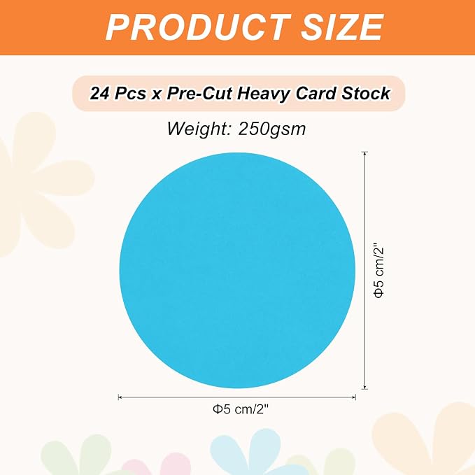 MECCANIXITY 24 Pcs Circle Card Stock, 2 Inch Round Cutouts Paper Thick