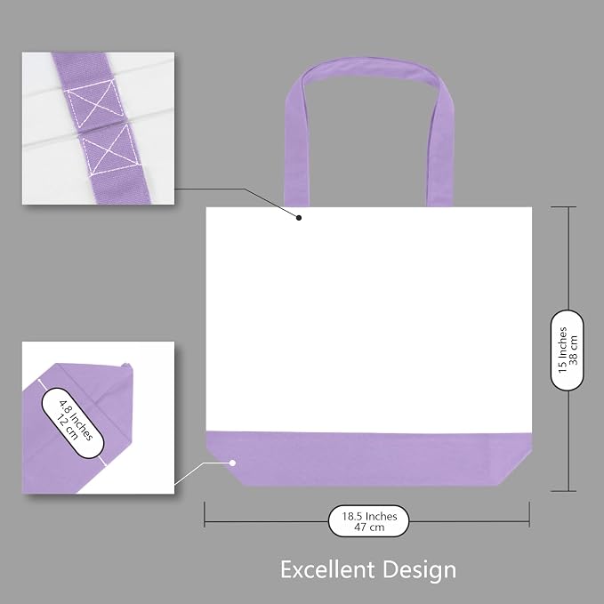 TOPDesign 3-Pack Super Strong Large 12oz Cotton Canvas Tote Bags, Reusable