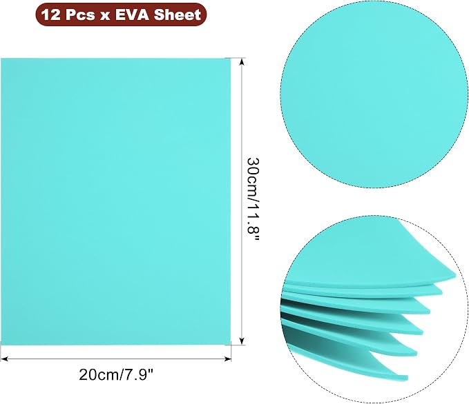 uxcell Blue Green EVA Foam Sheets, 11.8x7.9 in 2mm Thick Handicraft Foam Paper