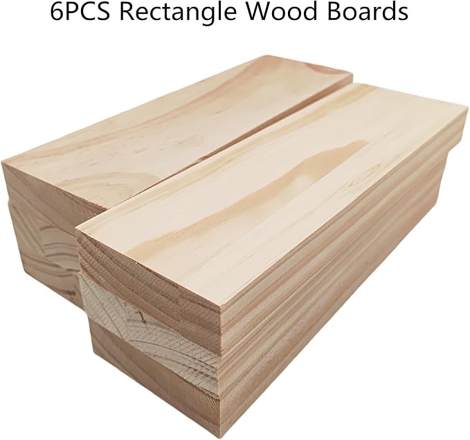 6PCS Rectangle Wood Boards Unfinished Wood Blocks