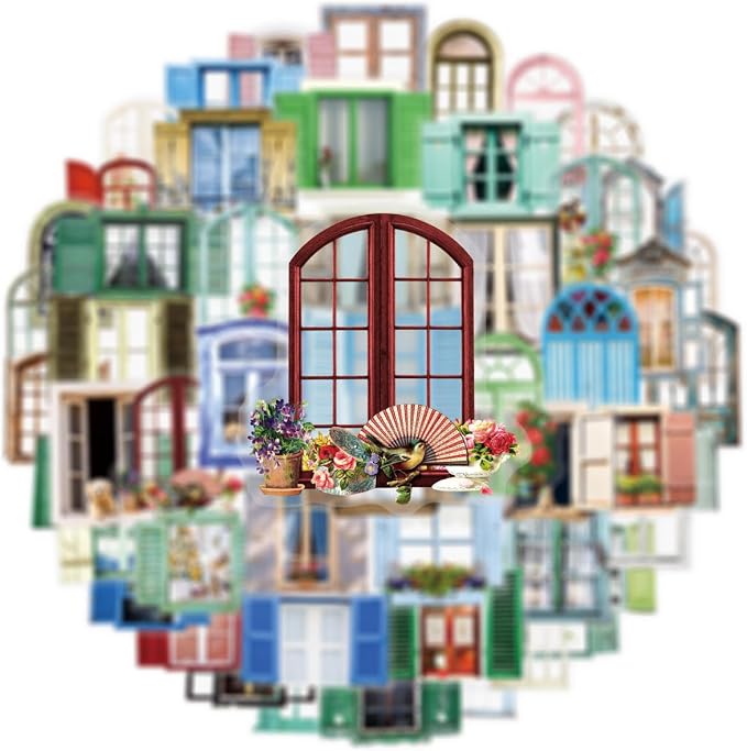 50PCS Window Flower Stickers Aesthetic PET Transparent Beside The Window Decal