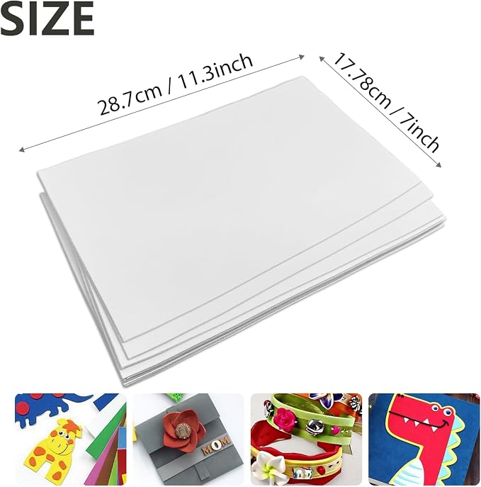 Adhesive Foam Sheets, 7x11.3 Inch Craft Eva Foam Sheets, 2mm Thick 10 Pcs