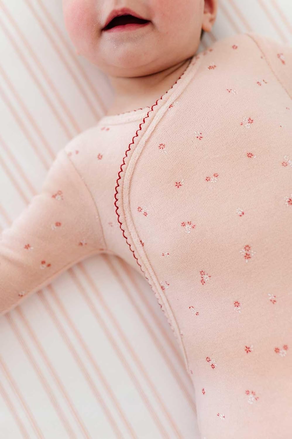 Ely’s & Co. Bassinet Sheets, Baby Girl Fitted Bassinet Mattress Sheet Set - 2 Pack, 100% Jersey Knit Cotton, fits Oval, Hourglass and Rectangle Mattress, Pink Butterly + Stripe, 32”x16”x3”