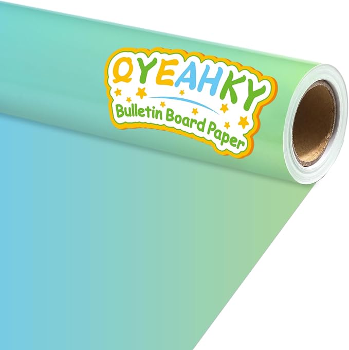 Qyeahkj 17.7in x 20ft Bulletin Board Paper Roll Bulletin Board Background Paper