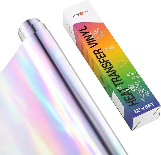 HTVRONT Holographic Silver Metallic HTV Vinyl