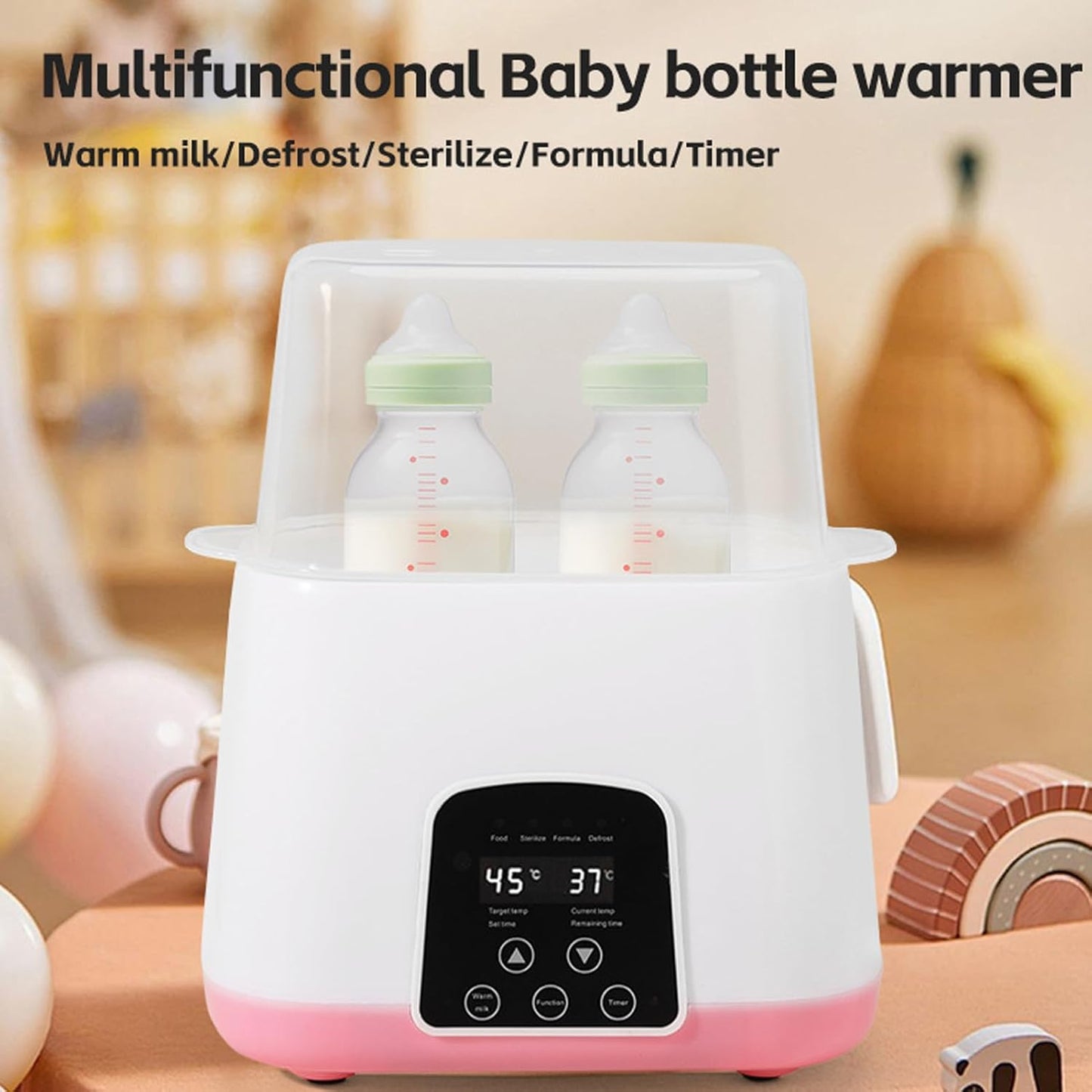 Asixxsix Baby Bottle Warmer for Breastmilk and Formula, 2 in 1 Fast Baby Milk Warmer Baby Food Defrost Heater, Accurate Temperature Control, Feeding Baby Essentials (US)