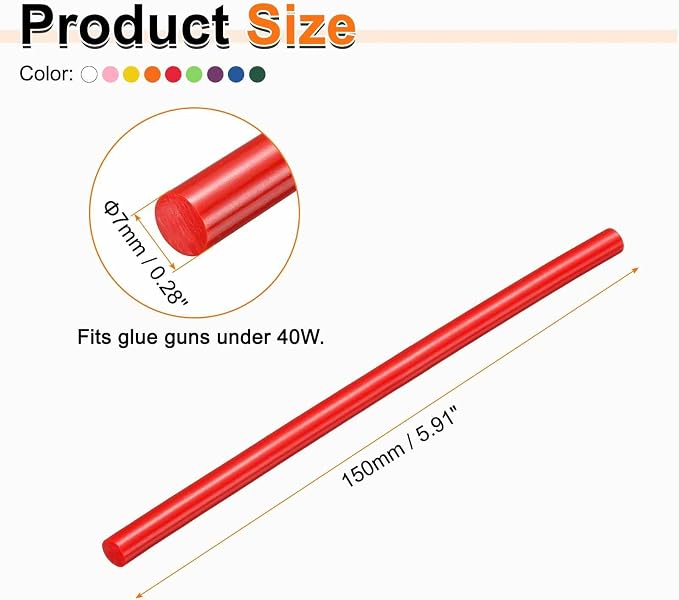 HARFINGTON 10pcs Hot Glue Sticks 0.28" Dia x 5.91" Long EVA Mini Hot Melt