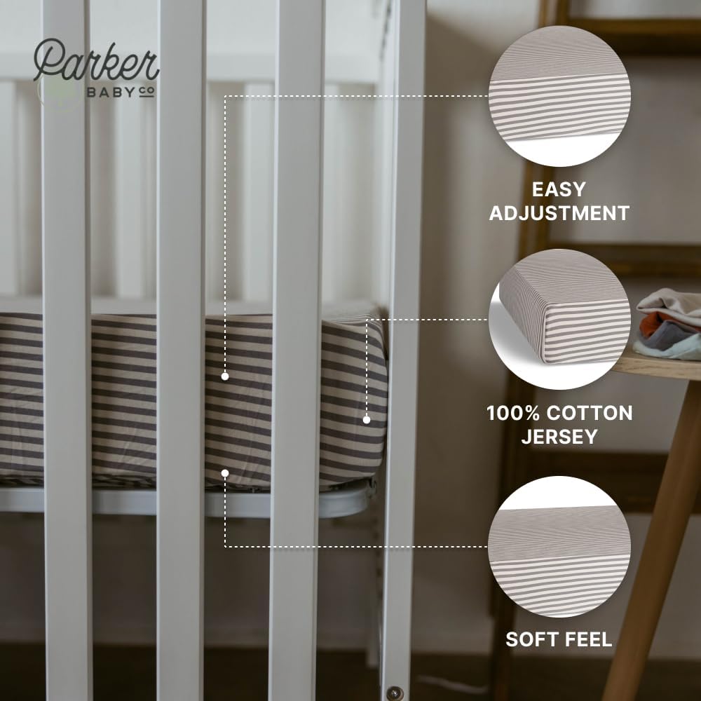 Parker Baby Soft & Durable Fitted Baby Crib Sheets | Snug Fit for Standard Crib Mattresses | Machine Washable, Fade-Resistant & Modern Nursery Designs