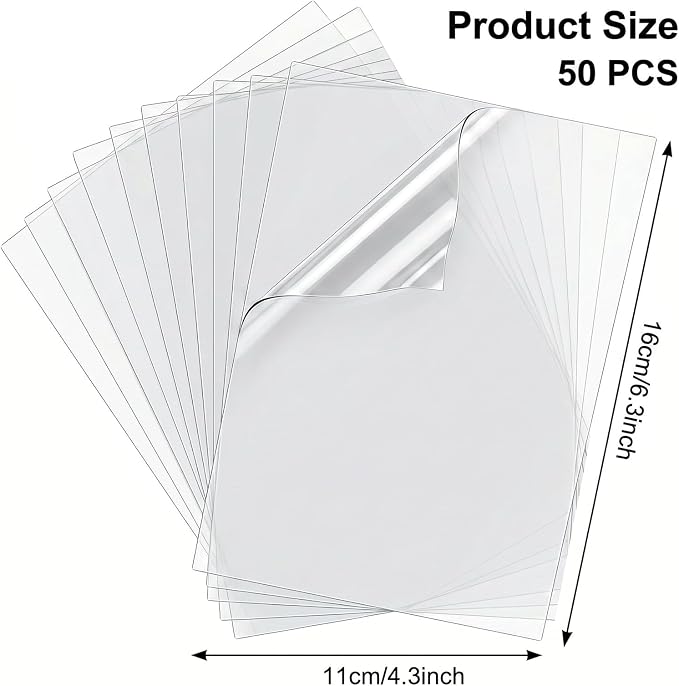 50Pcs Acetate Sheets for Crafts 6.30×4.33in Heat Resistant Clear Acetate Sheets