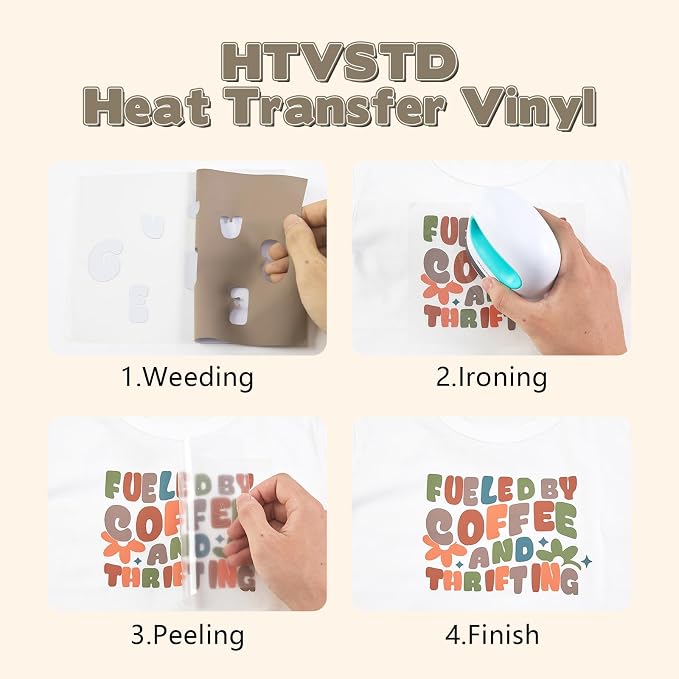 HTVSTD Dull Brown Boho HTV Heat Transfer Vinyl 8pcs 12×10in | Dark Boho