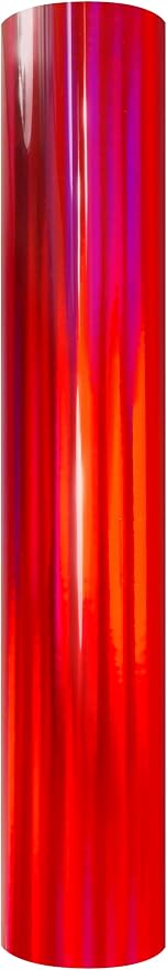 VViViD DECO65 Gloss Holographic Chrome Red Permanent Adhesive Craft Vinyl Roll