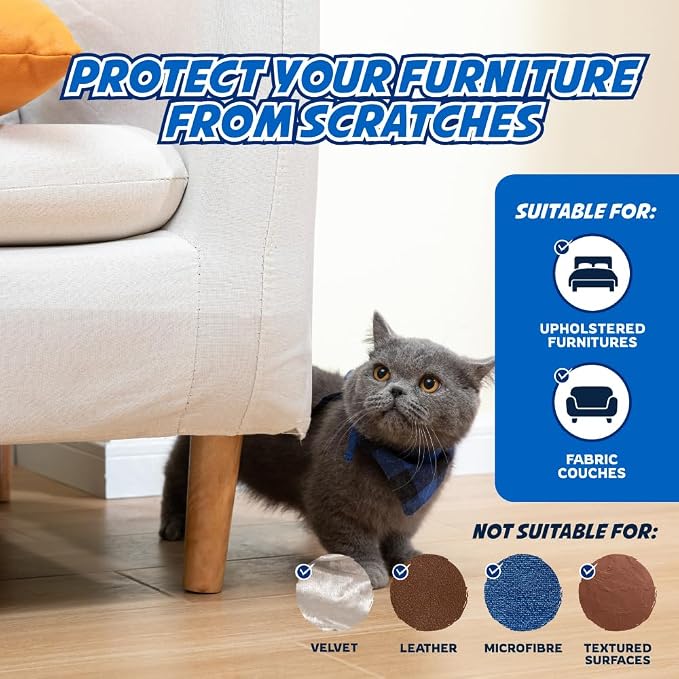 2 Rolls Cat Scratch Furniture Protector Tape – Double-Sided Sticky Training –