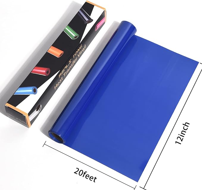 RENLITONG Sapphire Blue Iron on Vinyl 12Inch by 20ft Roll Heat Transfer Vinyl